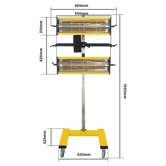 Инфрачервена Лампа за Сушене на Автомобилна Боя Solary B2DA, 2100W
